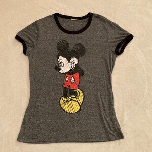 Disney Mickey Mouse Grey Tee Womens Size Medium
